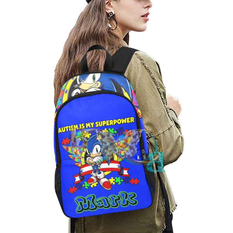Mark’s Blue Bookback Fabric Backpack With Side Mesh Pockets (Model 1659) Backpack-Mesh (1659)