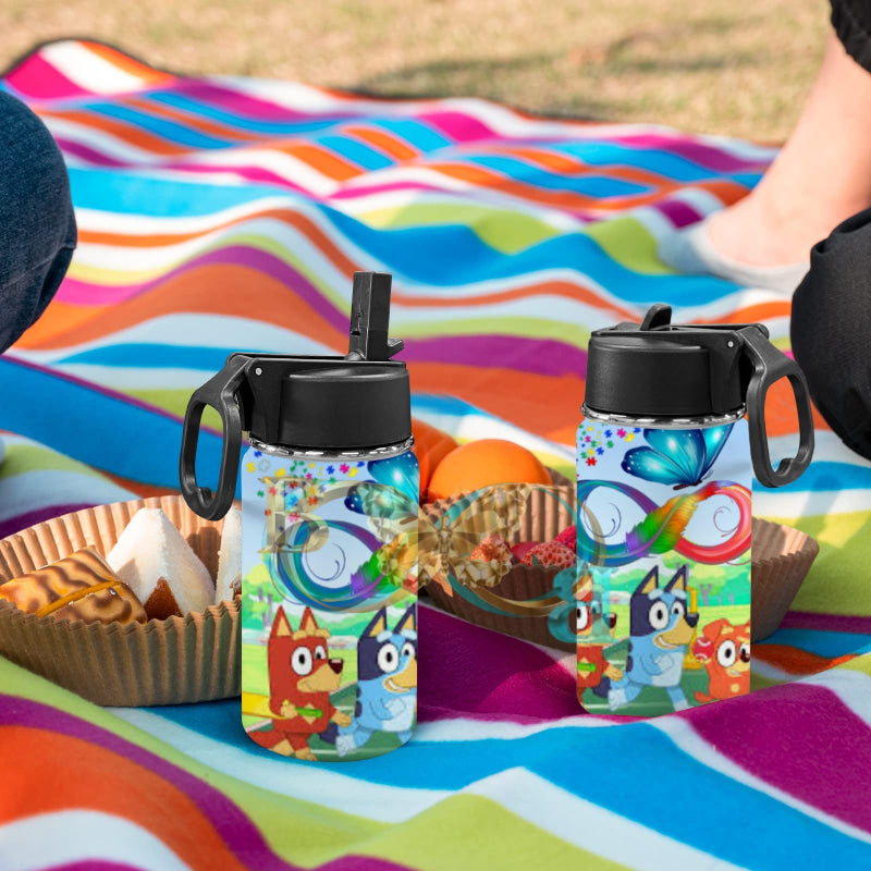 Eturnity Personalized Cup Kids Water Bottle With Straw Lid (12 Oz)