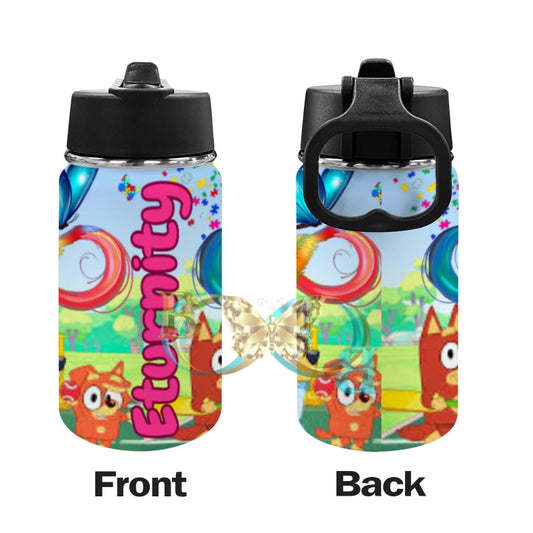 Eturnity Personalized Cup Kids Water Bottle With Straw Lid (12 Oz)