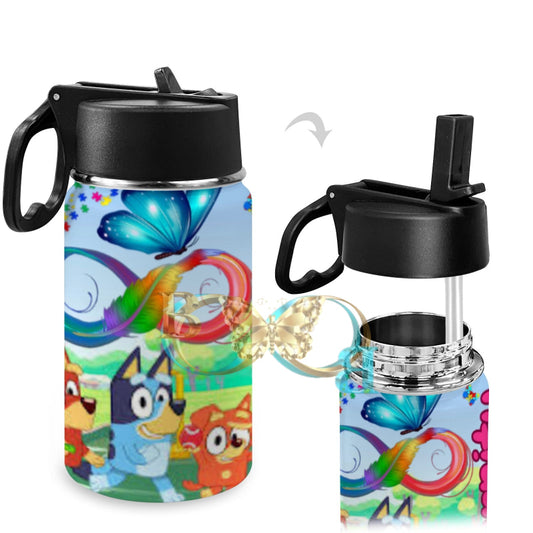 Eturnity Personalized Cup Kids Water Bottle With Straw Lid (12 Oz)