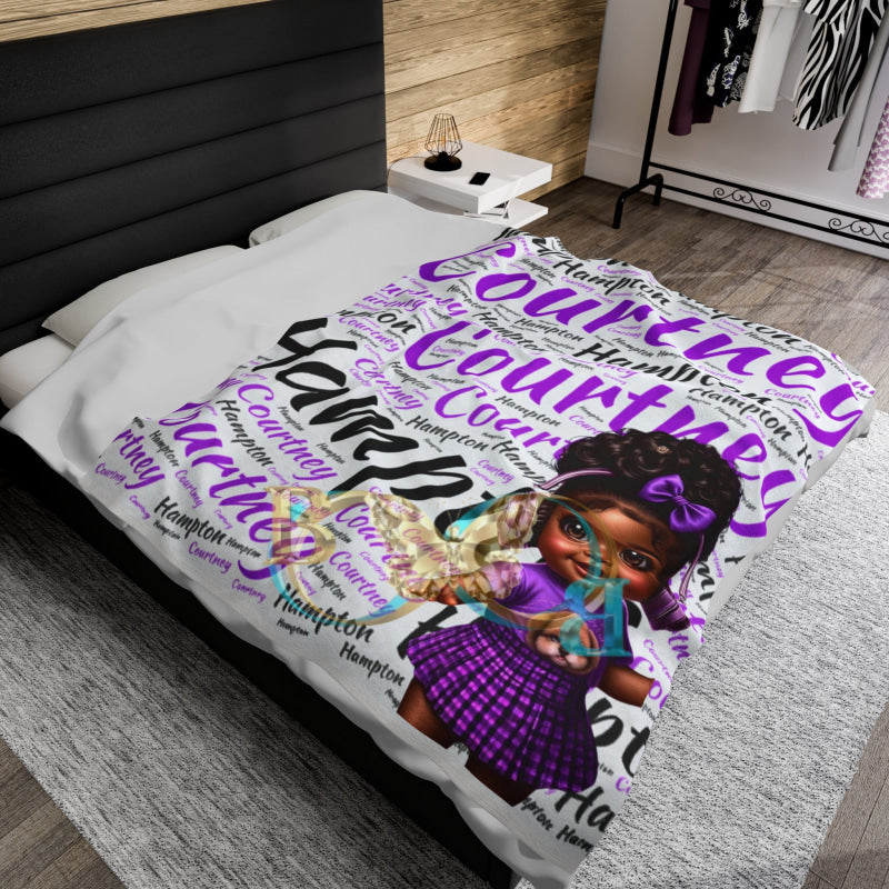 Personalized Velveteen Plush Blanket All Over Prints
