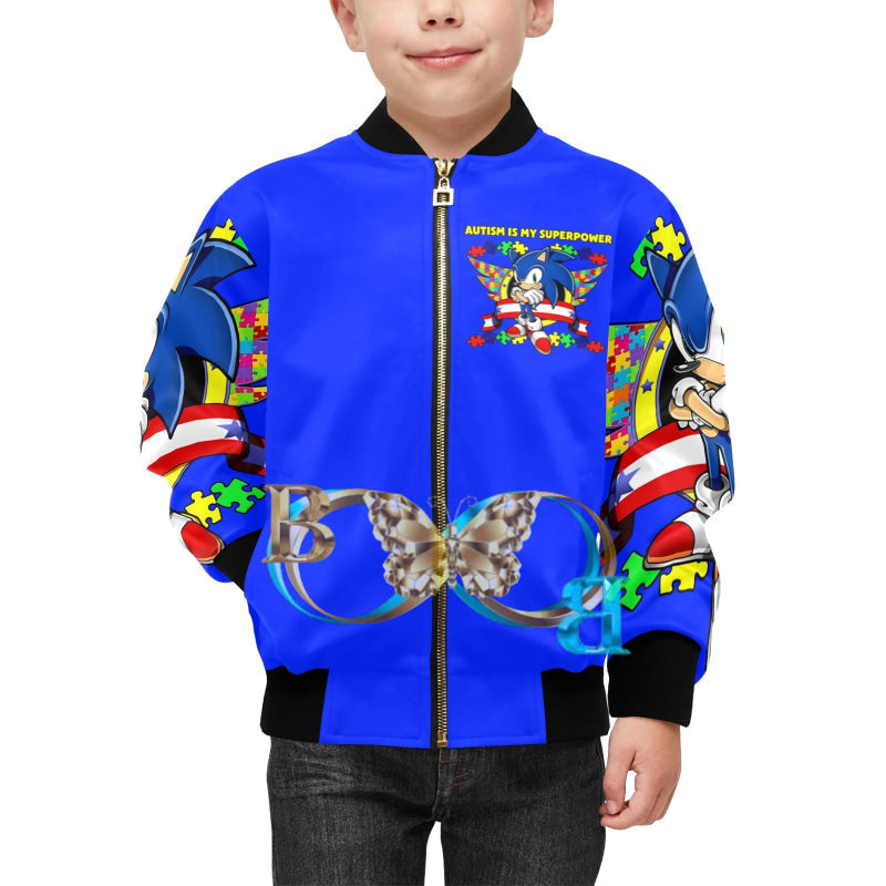 Mark’s Blue Jacket Kids’ Bomber With Pockets (Model H40) (H40)